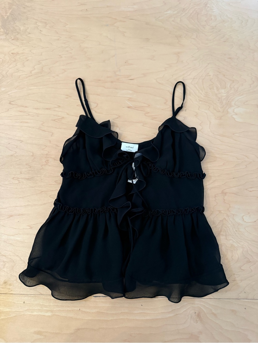 Wilfred Black Ruffle Tie-Front Camisole